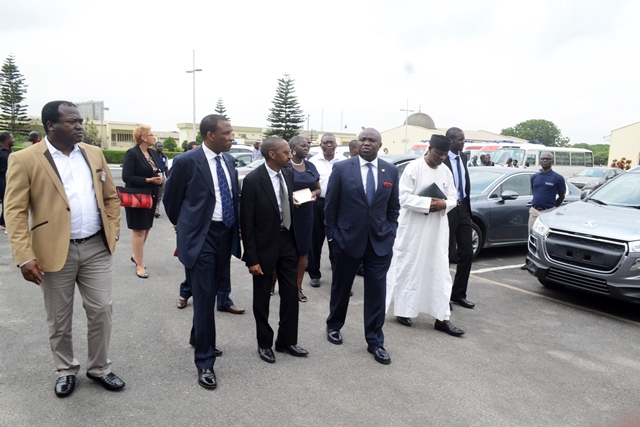 Lagos State Governor, Mr. Akinwunmi Ambode (2nd right) discussing with the Managing Director, Peugeot Automobile Nigeria, Mr. Boyi Ibrahim (middle), Secretary to the State Government, Mr. Tunji Bello (2nd left), the Chairman, Executive Group, Dr. Ayo Ogunsan (left) and the Executive Director, Finance, Peugeot Automobile Nigeria, Mr. Alli Jumad (right) during the visit by representatives of Peugeot Automobile Nigeria to the Governor at the Lagos House, Ikeja, on Wednesday, July 22, 2015.