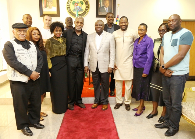 Lagos State Governor, Mr. Akinwunmi Ambode receives Hollywood and Nollywood Artists