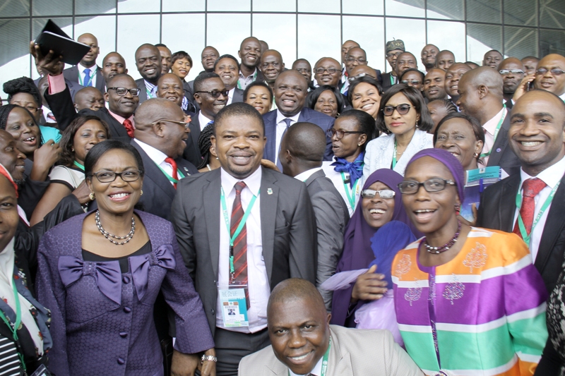 Lagos State Governor, Mr. Akinwunmi Ambode (middle) in a group photograph with some participants at the 45th Annual Accountants’ Conference with the theme: ICAN Building On A Legacy of Service, at the International Conference Centre, Abuja on Tuesday, September 01, 2015.