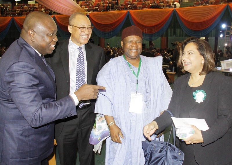 Lagos State Governor, Mr. Akinwunmi Ambode (left), Professor Pat Utomi (2nd left) with other participants during the 45th Annual Accountants’ Conference with the theme: ICAN Building On A Legacy of Service, at the International Conference Centre, Abuja on Tuesday, September 01, 2015.
