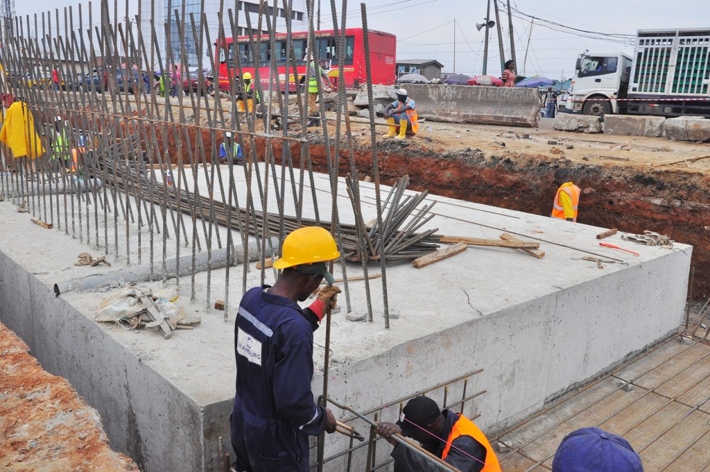 Work in progressat the on-going construction of Fly Over at Abule Egba, Lagos-Abeokuta Expressway by Lagos State Government on Friday, June 17, 2016. 