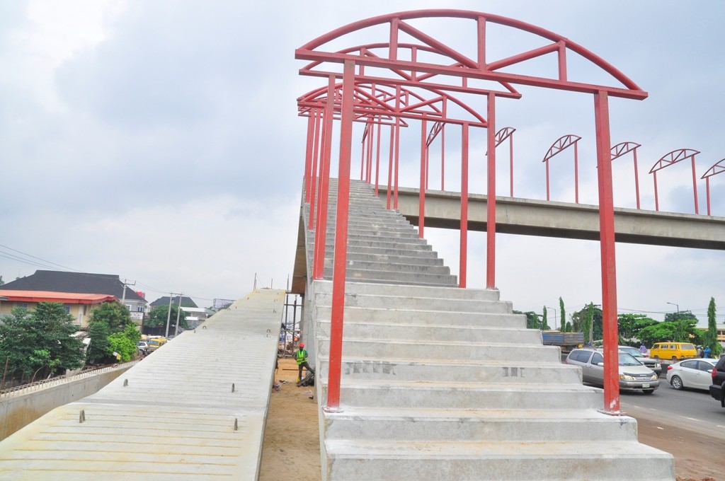 Construction of a Pedestrian Bridge nearing completion at Berger bus stop along Lagos-Ibadan Expressway, by the Lagos State Government, on Friday, June 17, 2016.