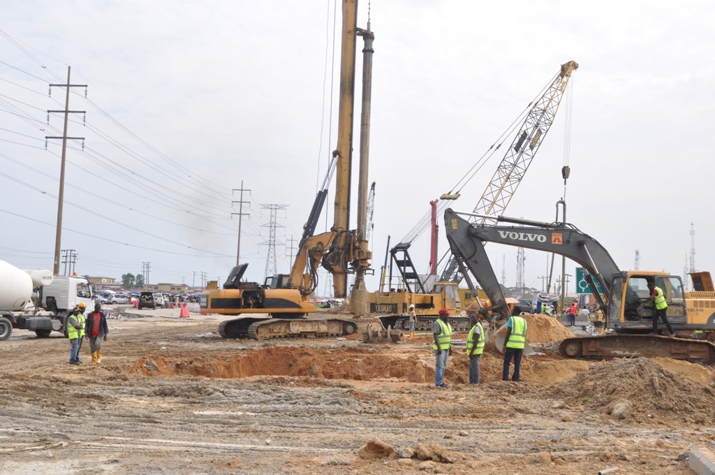 On-going construction work of Fly Over at Ajah, Lekki-Epe Expressway by the Lagos State Government, on Friday, June 17, 2016. 