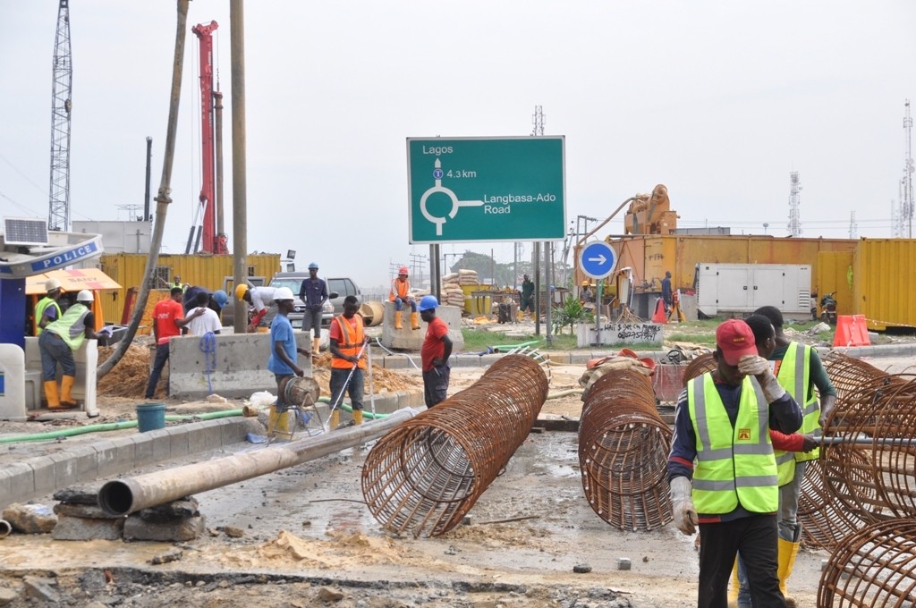 On-going construction work of Fly Over at Ajah, Lekki-Epe Expressway by the Lagos State Government, on Friday, June 17, 2016. 