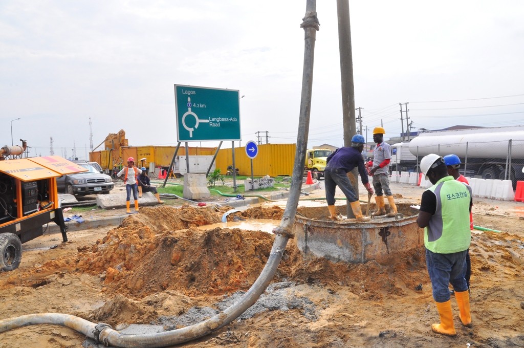 On-going construction work of Fly Over at Ajah, Lekki-Epe Expressway by the Lagos State Government, on Friday, June 17, 2016. 