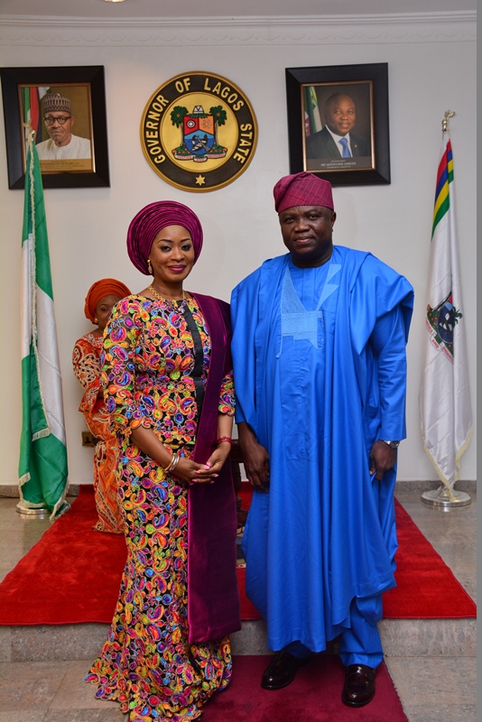 With Governor Akinwunmi Ambode in this picture is the Wife of Ogun State Governor, Her Excellency, Mrs. Olufunso Amosun during the courtesy visit by members of the Southern Governors' Wives' Forum, this morning at the Lagos House, Alausa, Ikeja. 