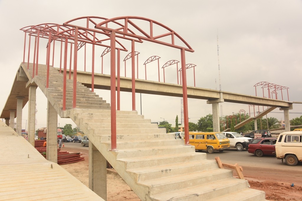Construction of a Pedestrian Bridge nearing completion at Berger bus stop along Lagos-Ibadan Expressway, by the Lagos State Government, on Friday, June 17, 2016.