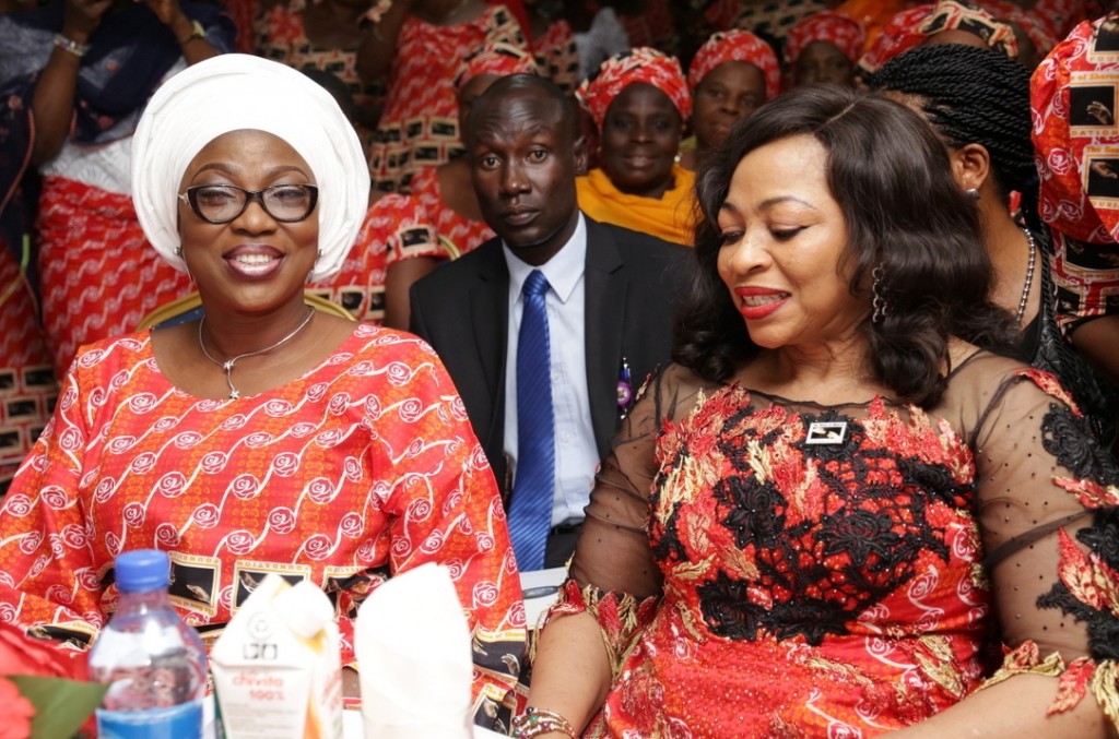 Wife of Lagos State Governor, Mrs. Bolanle Ambode (left), with Founder, Rose of Sharon Foundation, Mrs. Folorunsho Alakija during the foundation’s International Widow’s Day celebration, with the theme Widows’ Economic Empowerment and Political Participation: A Call to Action, in Surulere, Lagos, on Thursday, June 23, 2016.