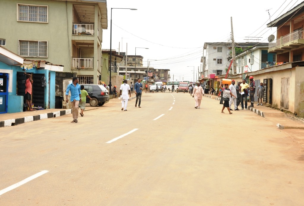 This is Adedoyin Street, Agboyi-Ketu Local Council Development Area. The new road is 560m long and 9m wide.
