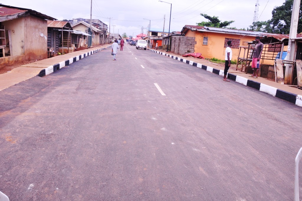 This is Osenatu road in Ahmed Cresent, Ijede Local Council Development Area. The new road is 674m long and 8m wide. 