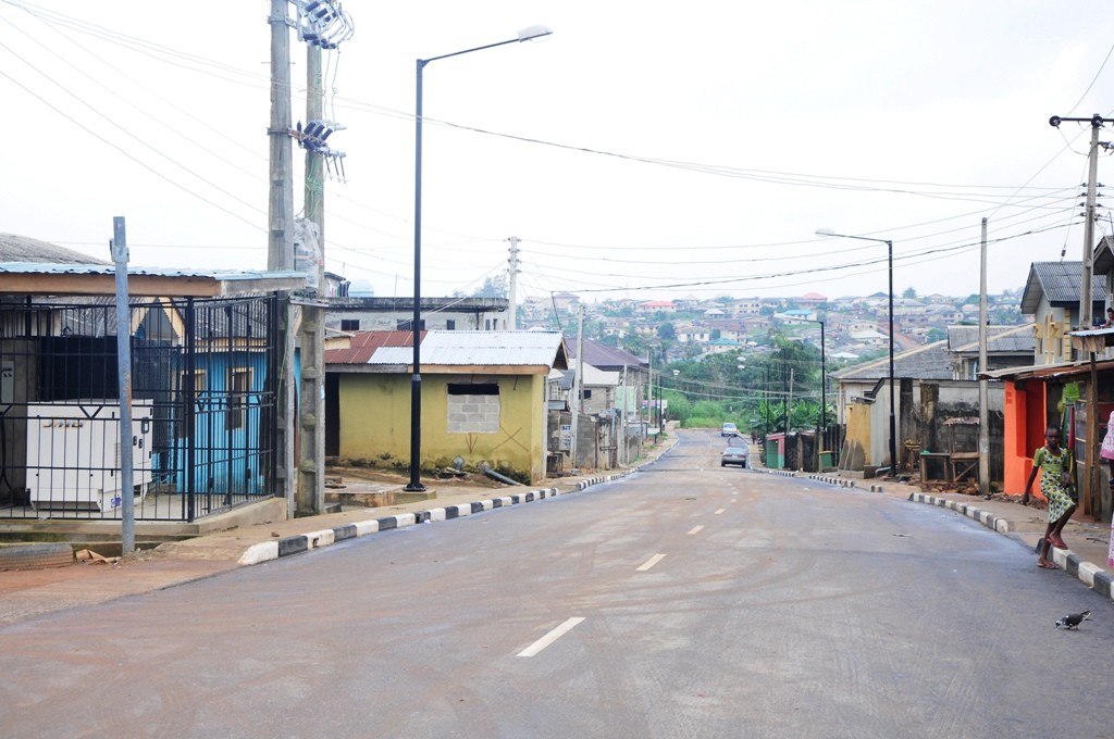 Alhaji Oseni Street, in Igbogbo/Bayeku Local Council Development Area. The new road is 338m long and 10m wide. 