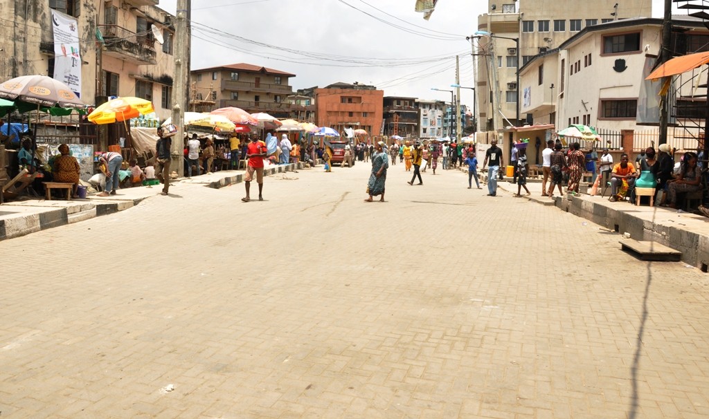 This is Sanusi Olusi Road in Lagos Island Local government, the new road is 310 meters long and 12 meters wide.