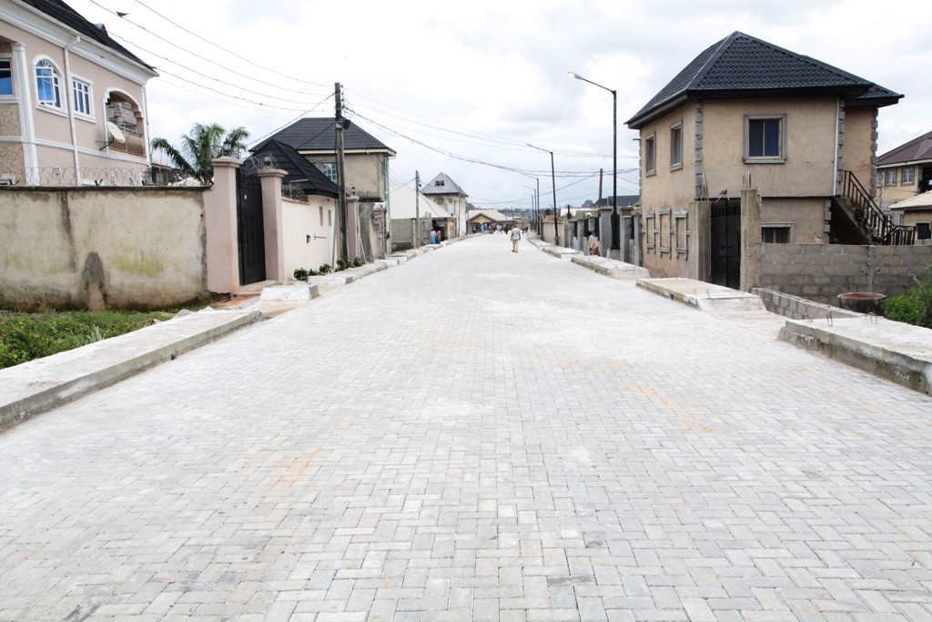 This is Adegbola Olujibi, Ado Soba Road in Amuwo-Odofin Local Government. The new road is 190m long and 7.5m wide 