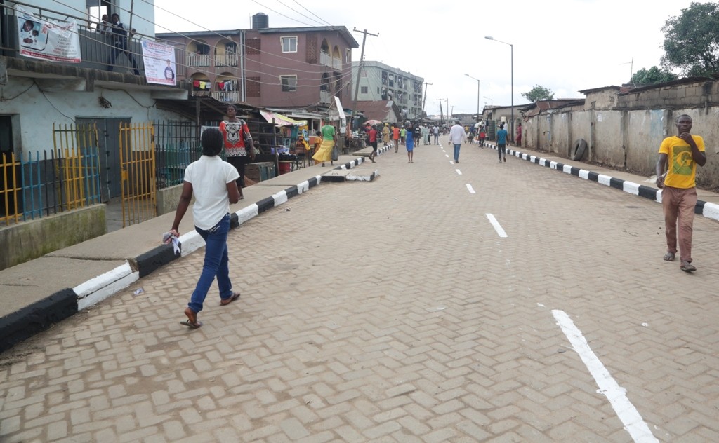This is Balogun Oyetoro Street in Ikosi-Isheri Local Council Development Area. The new road is 21.3m long and 8m wide.