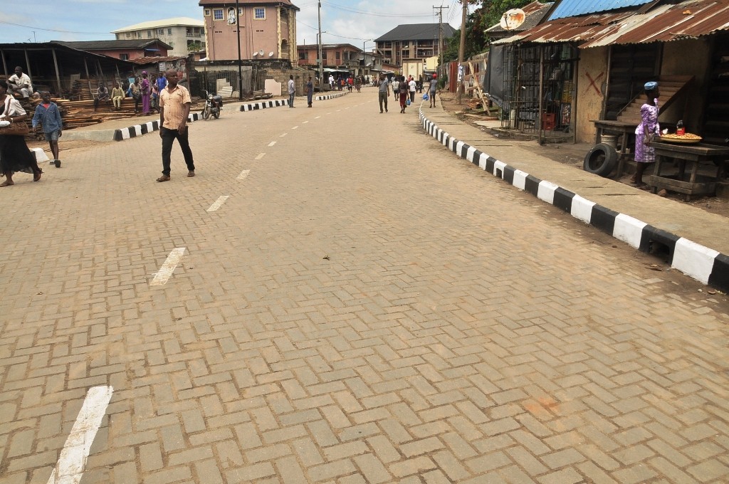 This is Goriola Oseni Street, Ojo Local Government. The new road is 450m long and 8m wide. 