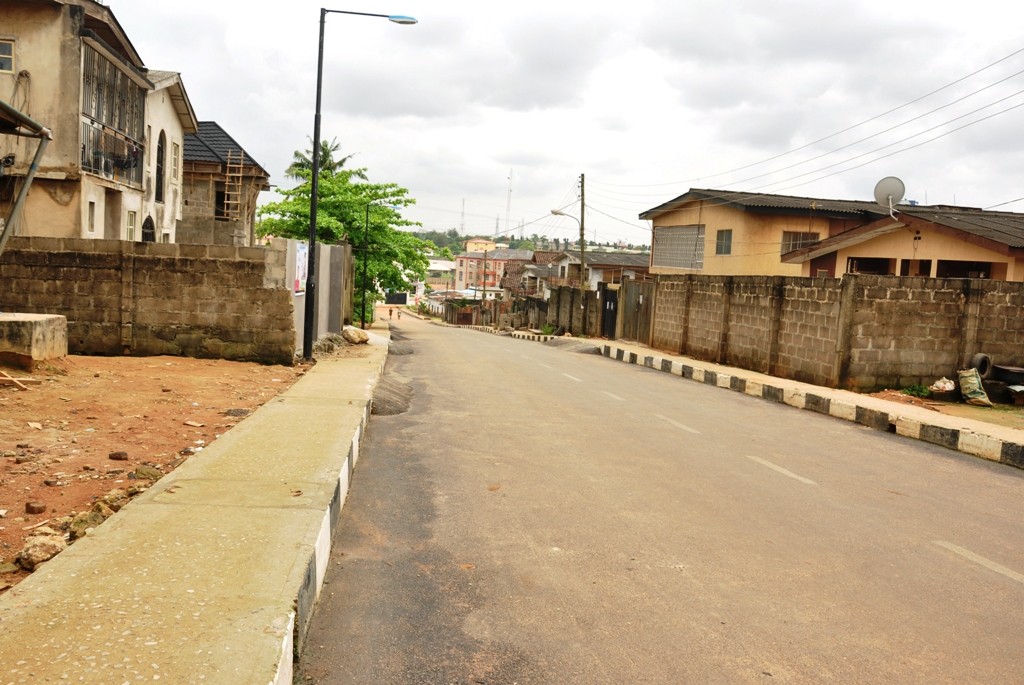 This is Council Street, Egbe-Idimu Local Council Development Area. The new road is 633m long and 7.5m wide