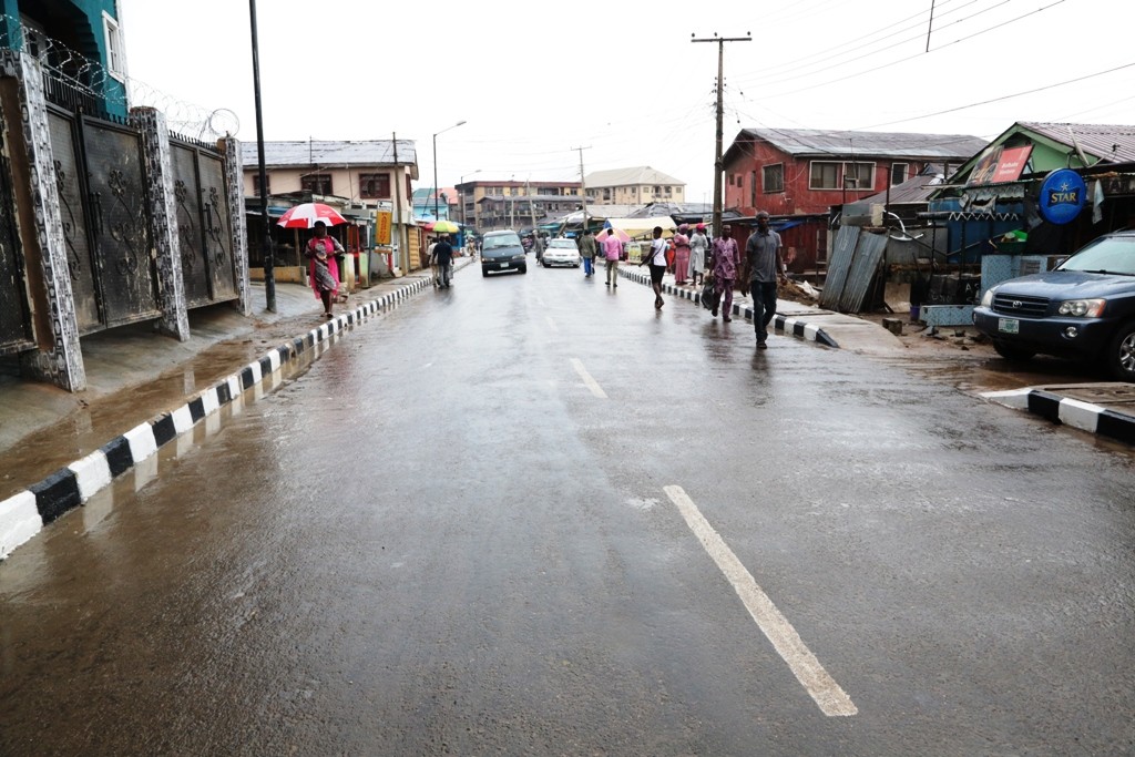 This is Aborishade Street, Lawanson in Mushin Local Government. The new road is 611m long and 9m wide 