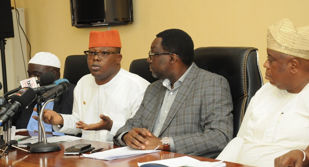 agos State Commissioner for the Environment, Dr. Babatunde Adejare; Commissioner for Information & Strategy, Mr. Steve Ayorinde; Commissioner for Housing, Mr. Gbolahan Lawal and Permanent Secretary, Ministry of the Environment, Engr. Adeyemi Abidemi during a Press briefing on the State Government’s position on the demolition of illegal structures under high tensions and river banks in the State, at the Bagauda Kaltho Press Centre, the Secretariat, Alausa, Ikeja, on Tuesday, October 18, 2016.