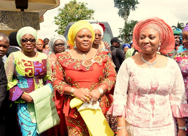 Wife of Lagos State Governor, Mrs. Bolanle Ambode; Wife of Imo State Governor & Chairman, Southern Governors’ Wives Forum (SGWF), Mrs. Nkechi Okorocha and Wife of Akwa Ibom State Governor, Deaconess Martha Udom during the SGWF quarterly meeting in Akwa Ibom, on Wednesday, October 12, 2016.