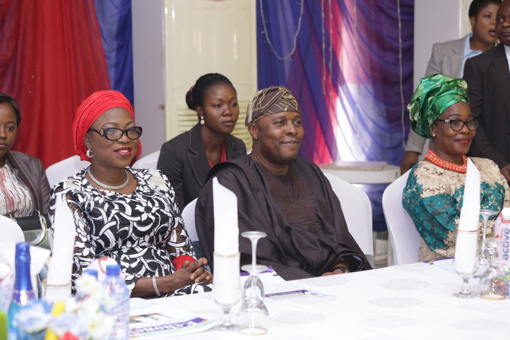 Wife of Lagos State Governor, Mrs. Bolanle Ambode; Chairman, House Committee on Education, Lagos State House of Assembly, Hon. Olanrewaju Ogunyemi and State Chairman, Association Of Primary School Head Teachers Of Nigeria (AOPSHON), Mrs. Oluwatoyin Edu during the 2016 End of Year Party for Head Teachers in Lagos State Primary Schools, organized by the State Universal Basic Education Board (SUBEB) at Oregun, Ikeja, Lagos, on Wednesday, 28 December, 2016.