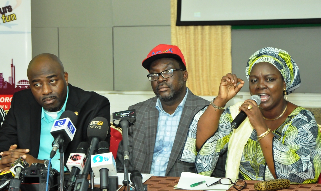 Special Adviser on Education, Mr. Obafela Bank-Olemoh; Commissioner for Information & Strategy, Mr. Steve Ayorinde; Acting Commissioner/Special Adviser, Tourism, Arts & Culture, Mrs. Adebimpe Akinsola and Commissioner for Home Affairs, Dr. Abdul-Hakeem Abdul-Lateef during a Press Conference on the Annual One Lagos Fiesta at the Banquet Hall, Lagos House, Ikeja, on Thursday, December 8, 2016.