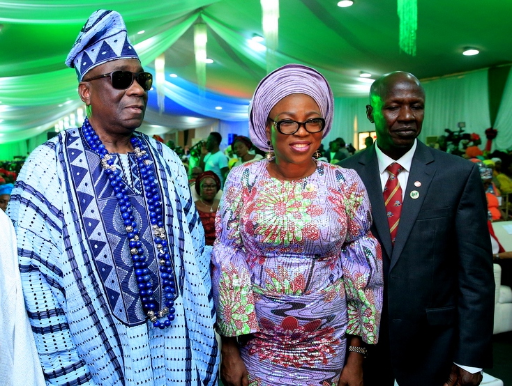Oba of Lagos, Oba Rilwan Akiolu I; wife of Lagos State Governor, Mrs. Bolanle Ambode and Acting Chairman, Economic & Financial Crimes Commission (EFCC), Mr. Ibrahim Magu during the South-West Rollout of Nigerian Women Against Corruption Initiative by the EFCC in collaboration with the Office of the wife of the President, at the Haven, GRA Ikeja, on Wednesday, February 22, 2017.