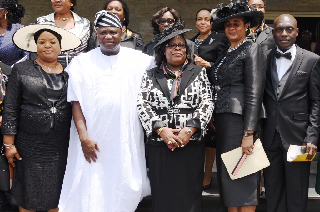 Lagos State Governor, Mr. Akinwunmi Ambode (2nd left), with Chief Judge of Lagos State, Justice Olufunmilyo Atilade (middle); newly sworn judges - Hon. Justice Elizabeth Idowu Alakija (2nd right); Hon. Justice Emmanuel Olugbemiga Ogundare (right) and Hon. Justice Serifat Oloruntoyin Solebo (left) during the swearing-in ceremony of Three Judges of the Lagos State High Court at the Banquet Hall, Lagos House, Ikeja, on Wednesday, March 8, 2017.
