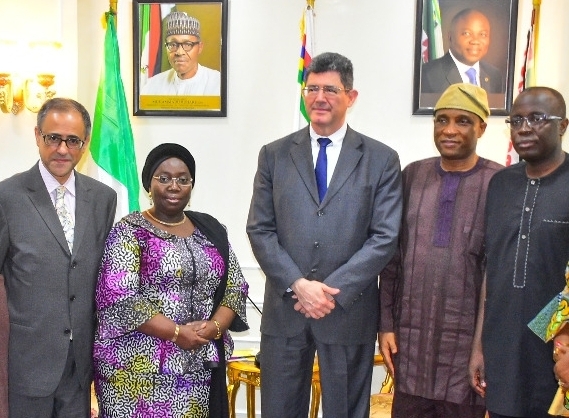 Lagos State Deputy Governor, Dr. (Mrs) Idiat Oluranti Adebule (2nd left); Managing Director/Chief Financial Officer, World Bank, Mr. Joaquim Levy (middle); Country Director, World Bank, Mr. Rachid Benmessaoud (left); Secretary to the State Government, Mr. Tunji Bello (2nd right) and Commissioner for Finance/ Economic Planning & Budget, Mr. Akinyemi Ashade (right) during a courtesy visit by the World Bank MD to the Deputy Governor at the Secretariat, Alausa, Ikeja, on Saturday, June 3, 2017.