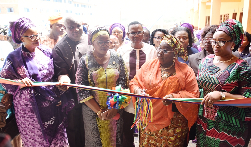 Deputy Governor, Dr. (Mrs) Oluranti Adebule (2nd right); Commissioner for Youth & Social development, Pharm. (Mrs) Uzamat Akinbile-Yusuf (right); Chairman, Agbado-Oke Ode, Dr. Augustine Arogundade (3rd right); Permanent Secretary/Tutor-General, District I, Dr. Yinka Ayandele (3rd left); Chairman, State Universal Basic Education (SUBEB), Alhaji Ganiyu Sopeyin (2nd left) and Special Adviser to the Governor on Housing, Mrs. Aramide Giwanson (left) during the commissioning of a 13 block of Classrooms at  L.A Nursery and Primary School, Oke Ishagun, Alimosho, Lagos, on Tuesday, November 7, 2017. 