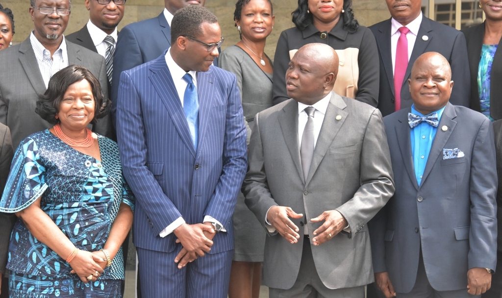 Lagos State Governor, Mr. Akinwunmi Ambode (2nd right); Commissioner for Physical Planning & Urban Development, Mr. Rotimi Ogunleye (right); Director General of Consumer Protection Council (CPC), Mr. Babatunde Irukera (2nd left) and National President, Nigerian Association of Chambers of Commerce, Industry, Mines and Agriculture (NACCIMA), Iyalode Alaba Lawson (left) during the courtesy visit by the Director General of CPC at Lagos House, Ikeja, on Monday, January 29, 2018.