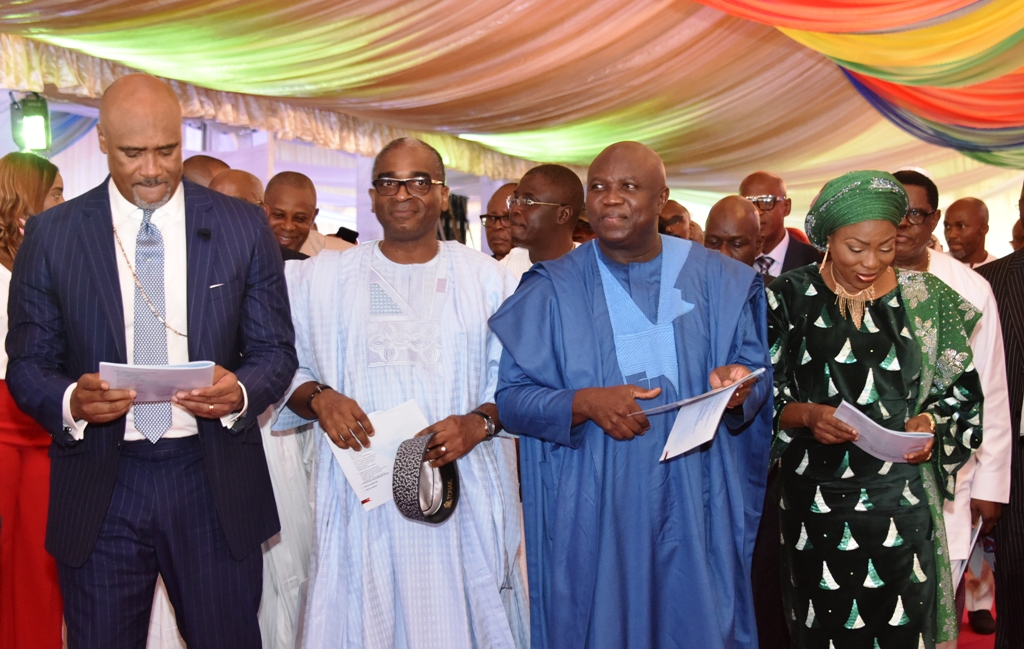 Lagos State Governor, Mr. Akinwunmi Ambode (2nd right), his wife, Bolanle (right); General Overseer, House on The Rock, Pastor Paul Adefarasin (left) and Executive Director/C.E.O, Nigerian Export Promotion Council (NEPC), Mr. Segun Awolowo (2nd left) during the Thanksgiving Service to mark the 3rd Year Anniversary of Governor Akinwunmi Ambode’s administration at Lagos House, Alausa, Ikeja, on Sunday, May 27, 2018.  