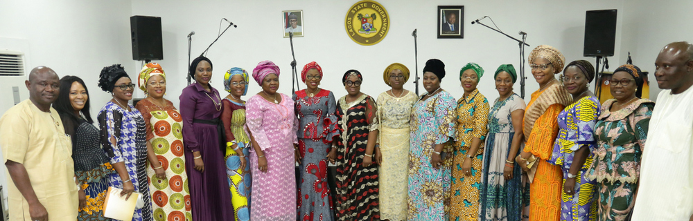 Wife of the governor of Lagos State, Mrs. Bolanle Ambode (8th left) and members body of Permanent Secretaries, during the song ministration programme tagged, "Hymnal Hour", at the Lagos House, Ikeja, on Saturday, 1st September, 2018