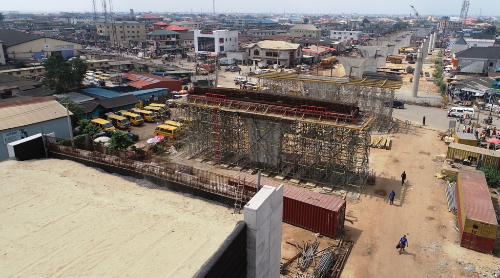 Ongoing construction work on the Pen Cinema Fly Over, Agege, being built by the Lagos State Government.